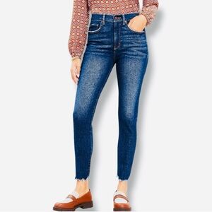 LOFT Sz 6 High Waist Skinny Chewed Hem 5 Pocket Jeans-Authentic Vintage Mid Wash